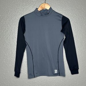 NIKE PRO COMBAT DRI-FIT COMPRESSION BOYS SIZE LARGE BLACK GRAY LONG SLEEVE TOP